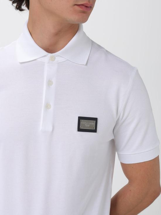 25FW 돌체앤가바나 로고 태그 코튼 폴로 셔츠 G8PL4TG7F2H W0800 White - DOLCE & GABBANA