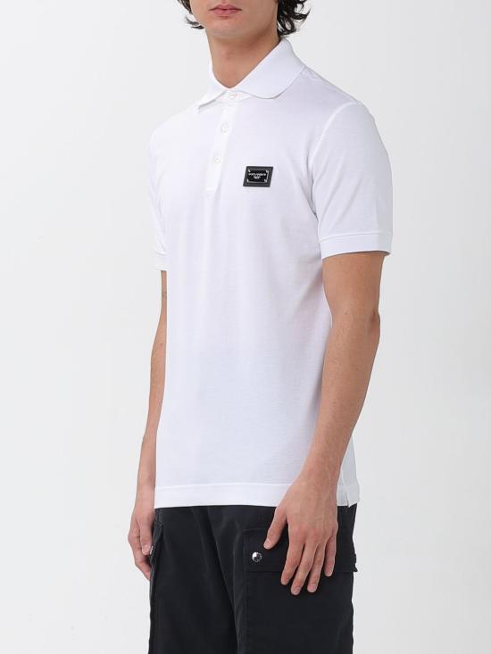 25FW 돌체앤가바나 로고 태그 코튼 폴로 셔츠 G8PL4TG7F2H W0800 White - DOLCE & GABBANA
