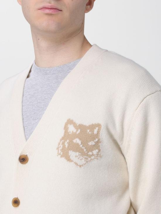25FW 메종키츠네 폭스 헤드 인타르시아 메리노 가디건 PM00509KM0329 0395 Beige - MAISON KITSUNE