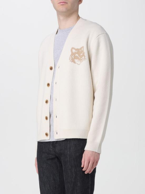 25FW 메종키츠네 폭스 헤드 인타르시아 메리노 가디건 PM00509KM0329 0395 Beige - MAISON KITSUNE