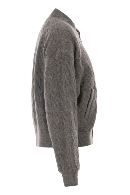 25FW 폴로 랄프로렌 케이블 니트 봄버 재킷 211966122 001 GREY - POLO RALPH LAUREN