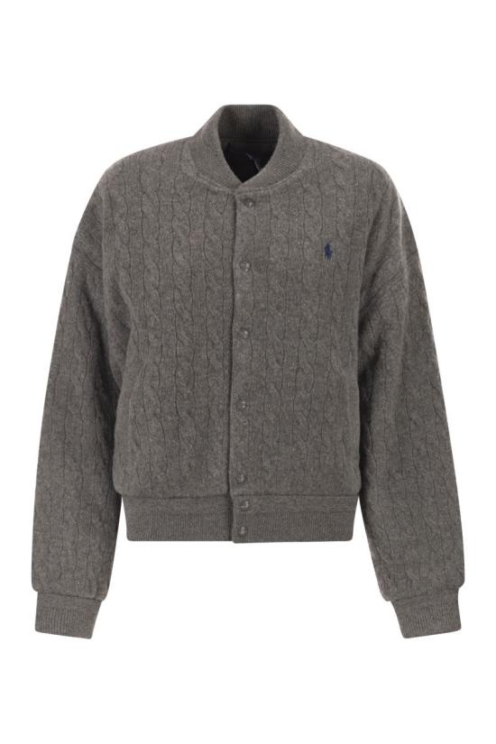 25FW 폴로 랄프로렌 케이블 니트 봄버 재킷 211966122 001 GREY