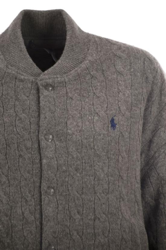 25FW 폴로 랄프로렌 케이블 니트 봄버 재킷 211966122 001 GREY - POLO RALPH LAUREN