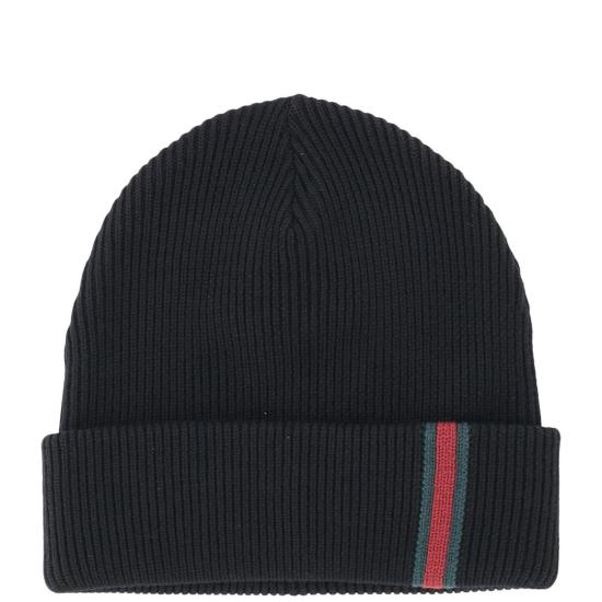 25FW 구찌 웹 디테일 울 비니 8341924G200 1000 BLACK