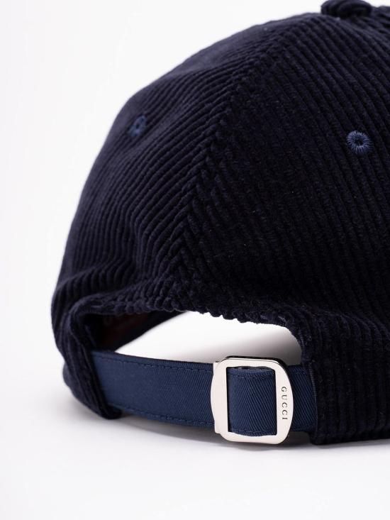 25FW 구찌 로고 자수 벨벳 베이스볼 캡 8322484HBF9 4268 BLUE - GUCCI
