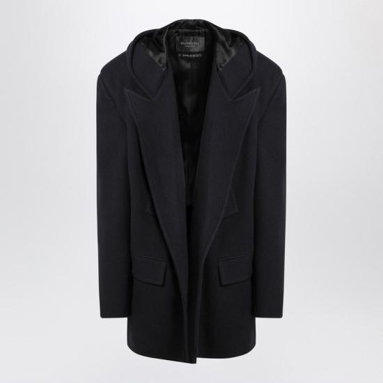 25FW 발렌시아가 후드 울 코트 852339 TQU144100 BLUE