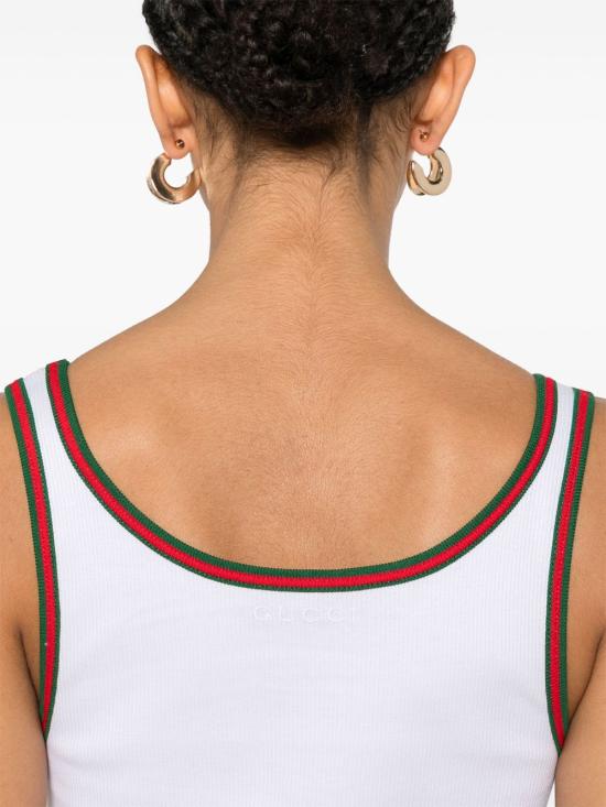 25FW 구찌 웹 코튼 탱크 탑 815851 XJG5O9692 WHITE - GUCCI