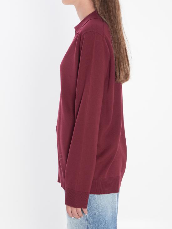 25FW 구찌 딥 브이넥 리브드 커프 울 폴로 스웨터 793883 XKFA86318 BORDEAUX - GUCCI