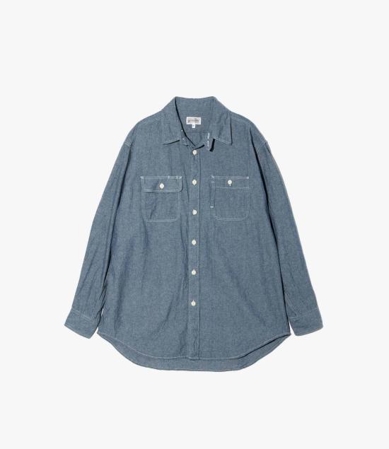  엔지니어드가먼츠 데님 셔츠 Engineered Garments Workaday 유틸리티  4.5oz 코튼 샴브레이