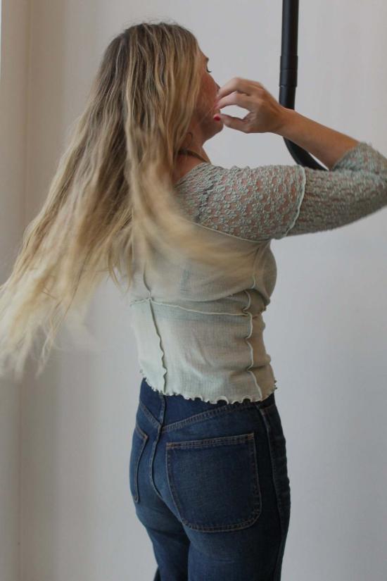  베이스레인지 긴팔 티셔츠 네루  콘타 그린 - BASERANGE