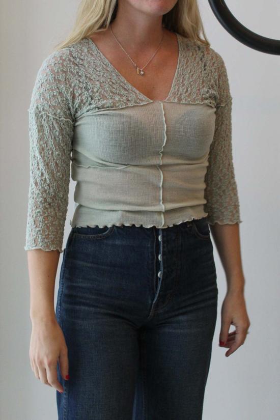  베이스레인지 긴팔 티셔츠 네루  콘타 그린 - BASERANGE