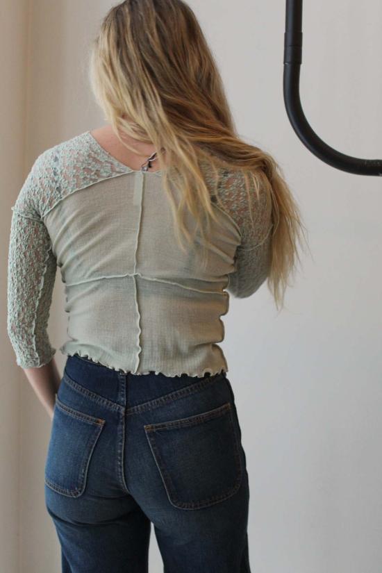  베이스레인지 긴팔 티셔츠 네루  콘타 그린 - BASERANGE