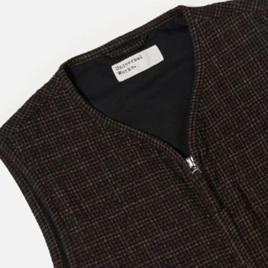  유니버셜웍스 베스트 유니버설 웍스 낙하산 라이너 조끼 브라운 시더 체크 - UNIVERSAL WORKS