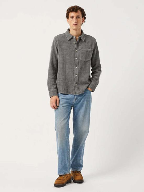  코리도 긴팔 셔츠 복도 안료 염색 와플 셔츠 - CORRIDOR