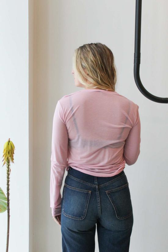  베이스레인지 긴팔 티셔츠 도로 핑크 - BASERANGE