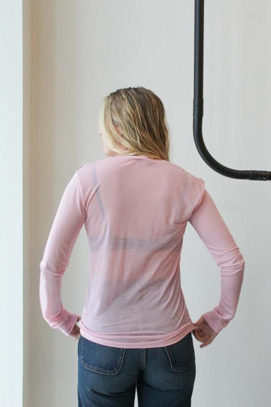  베이스레인지 긴팔 티셔츠 도로 핑크 - BASERANGE