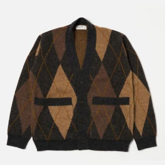  유니버셜웍스 가디건 유니버설 웍스 알파카 니트 랭데일 아가일 카디건 브라운 - UNIVERSAL WORKS