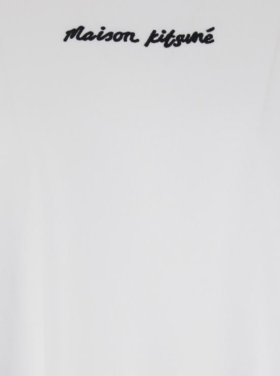 26FW 메종키츠네 자수 오버사이즈 티셔츠 OM00122KJ0119P100 White - MAISON KITSUNE