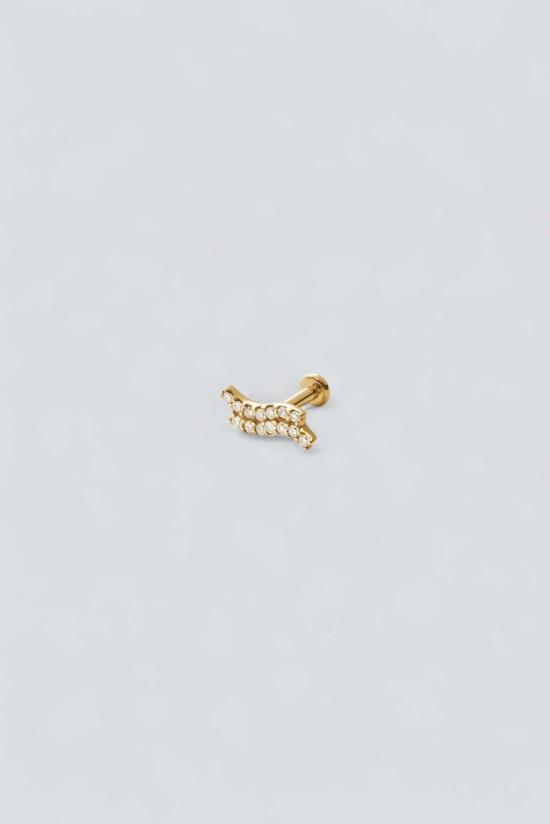  마리아 블랙 이어링 14K 더블 다이아몬드 웨이브 스터드 귀걸이 - MARIA BLACK