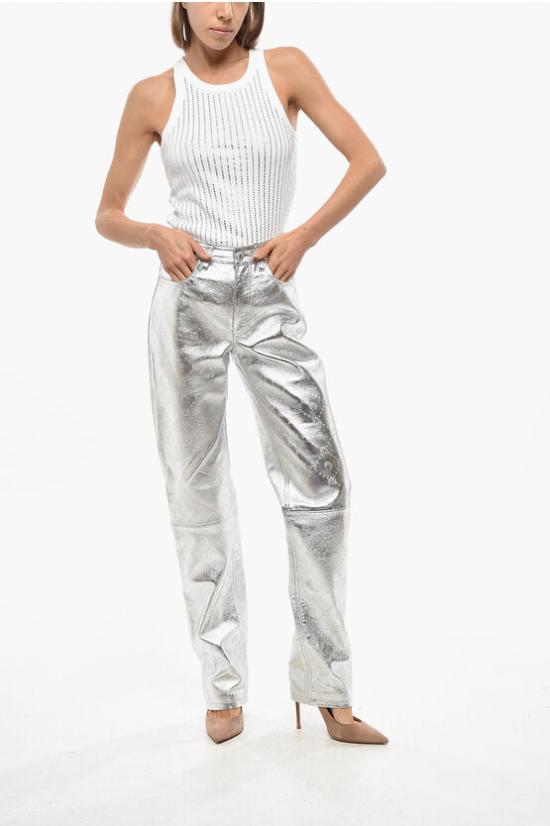  마린세르 가죽 팬츠 WPA085 CLEA0027 MT10 Silver - MARINE SERRE