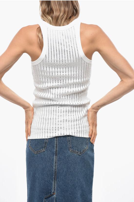  디 아티코 민소매 티셔츠 247WCT276J050R 480 White - THE ATTICO