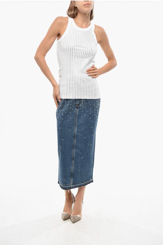  디 아티코 민소매 티셔츠 247WCT276J050R 480 White - THE ATTICO