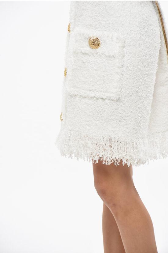  발망 숏 스커트 DF1LBA20XC67 0FA White - BALMAIN