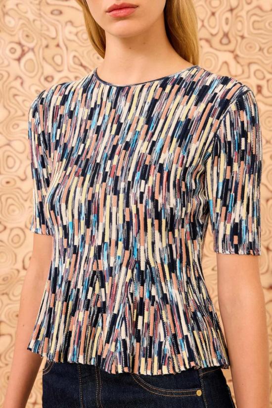  울라 존슨 반팔 티셔츠 사미라 멀티컬러 반팔 탑 - ULLA JOHNSON