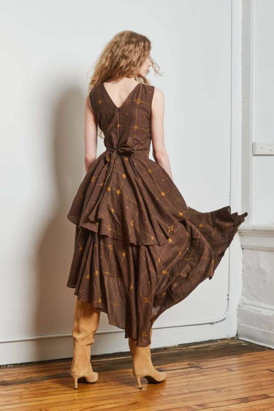  루주타 셰스 롱 원피스 시르카 드레스 빔 그리드 - RUJUTA SHETH