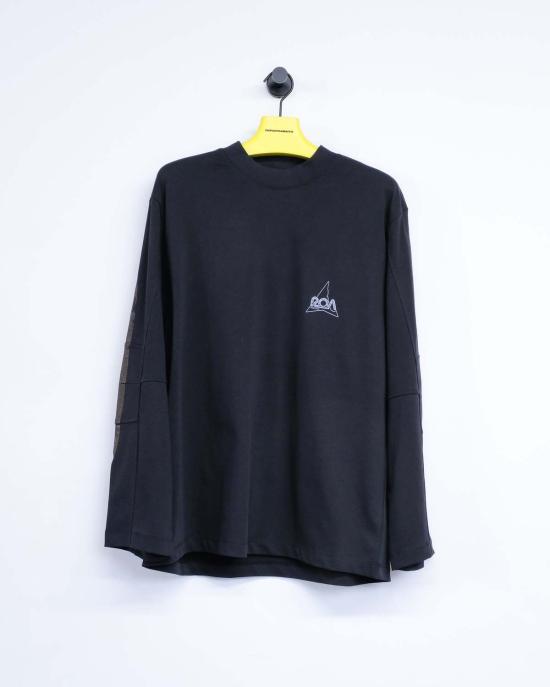  로아 긴팔 티셔츠 오버사이즈 그래픽 아티큘레이트 롱슬리브 티셔츠 블랙 - ROA