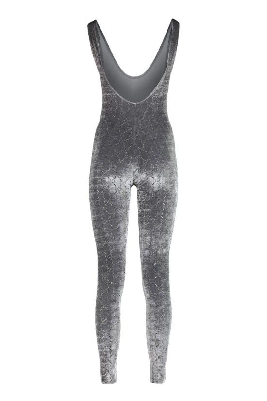 25FW 구찌 GG 크리스탈 엠브로이드 점프수트 850293XUANS 1037 GREY - GUCCI