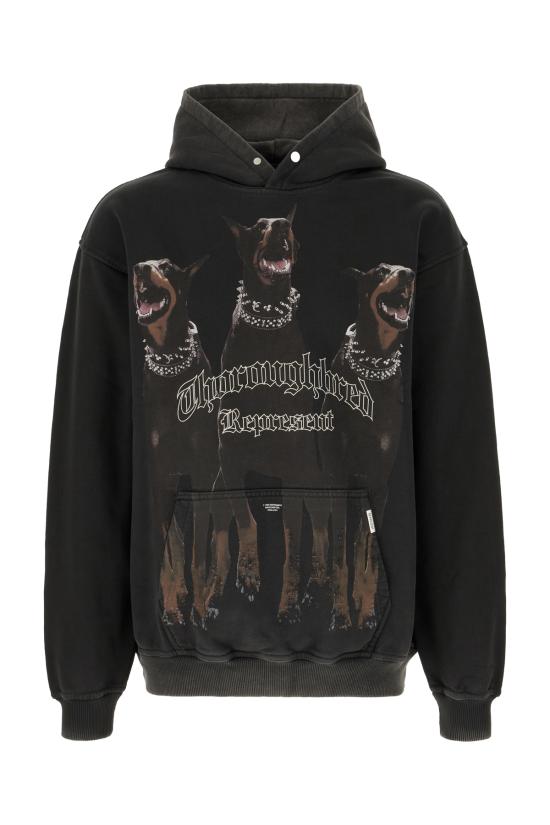 26SS 리프레젠트 후드 티셔츠 MLM41134 003 VINTAGE BLACK