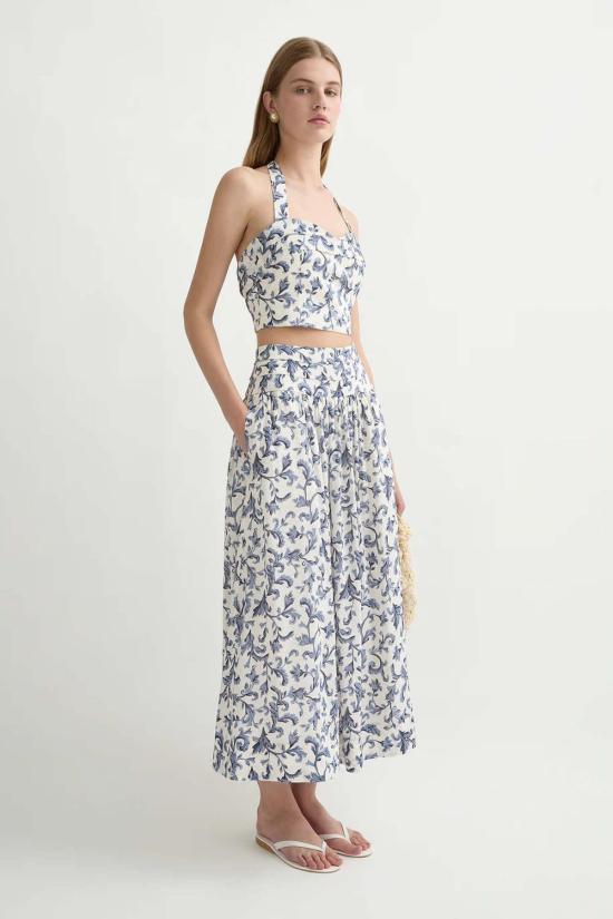  포제 블라우스 포세 루 홀터 탑 블루 바로크 - POSSE