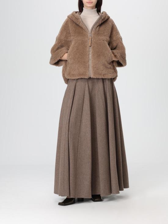 25FW 막스마라 알파카 울 테디 후드 케이프 2524736182600 005 Bronze - MAX MARA