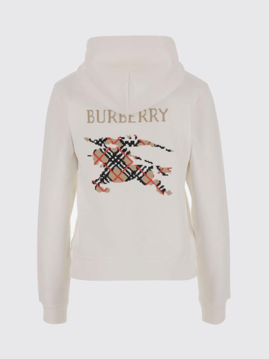 25FW 버버리 크로스 스티치 이퀘스트리안 나이트 로고 코튼 후드 8110965 White - BURBERRY