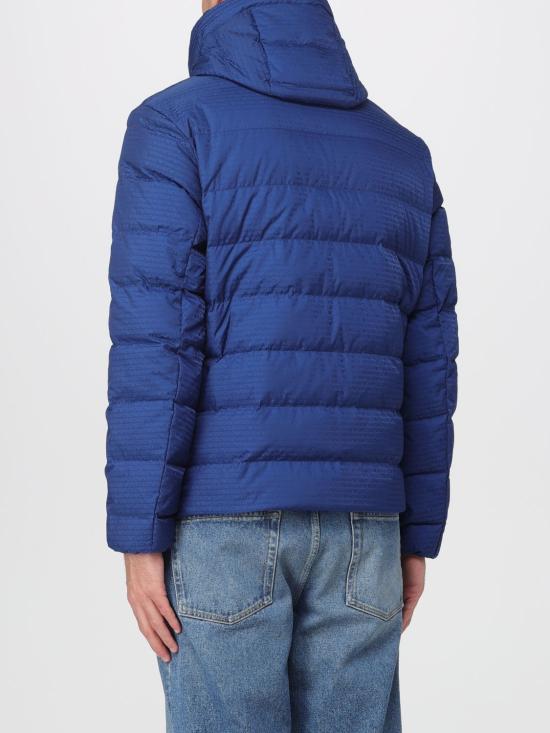 25FW 엠포리오 아르마니 자카드 로고 레터링 퀼팅 나일론 후디드 자켓 자카드 로고 레터링 퀼팅 나일론 후디드  EM003043AF15384 UB079 Ocean - EMPORIO ARMANI