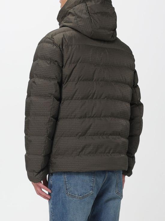 25FW 엠포리오 아르마니 자카드 로고 레터링 퀼팅 나일론 후디드 자켓 자카드 로고 레터링 퀼팅 나일론 후디드  EM003043AF15384 U8120 Green - EMPORIO ARMANI