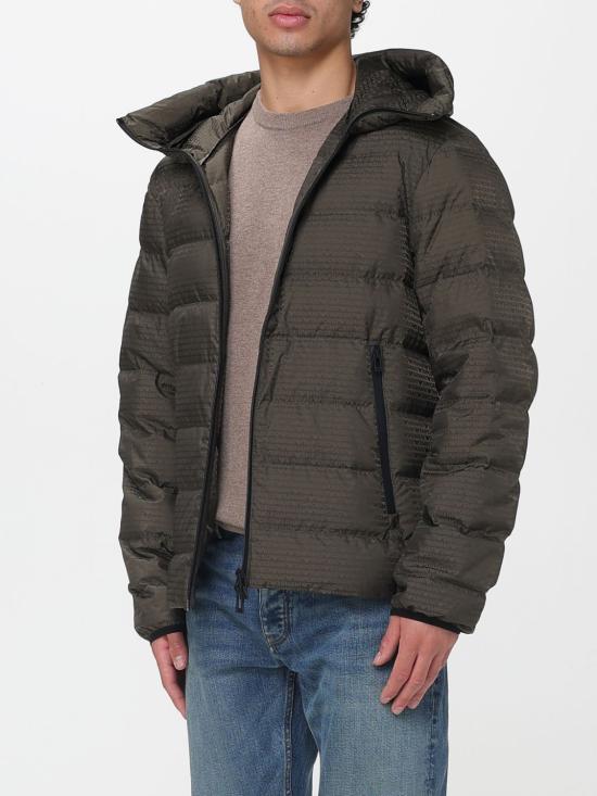 25FW 엠포리오 아르마니 자카드 로고 레터링 퀼팅 나일론 후디드 자켓 자카드 로고 레터링 퀼팅 나일론 후디드  EM003043AF15384 U8120 Green - EMPORIO ARMANI