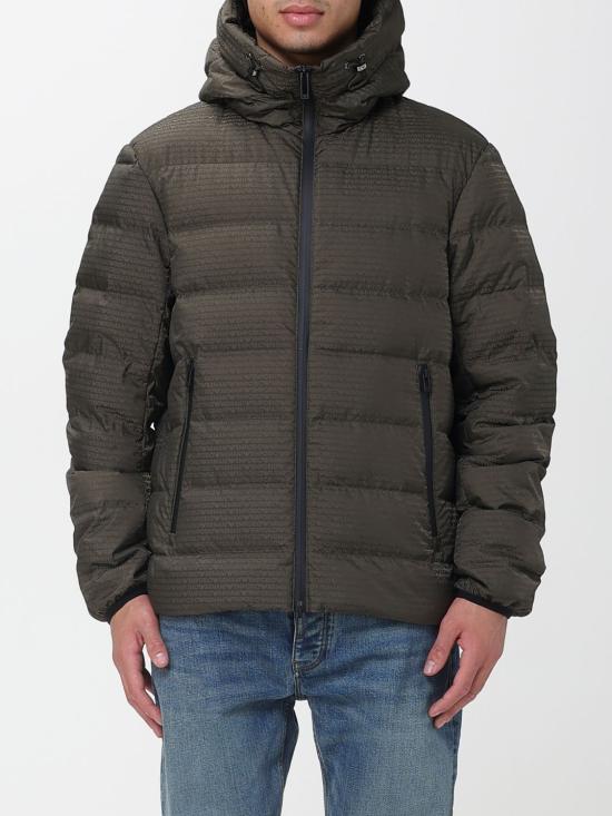 25FW 엠포리오 아르마니 자카드 로고 레터링 퀼팅 나일론 후디드 자켓 자카드 로고 레터링 퀼팅 나일론 후디드  EM003043AF15384 U8120 Green