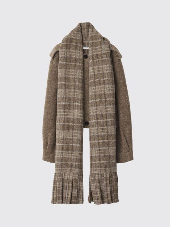 25FW 버버리 디테처블 스카프 울 블렌드 자켓 8114465 Beige - BURBERRY