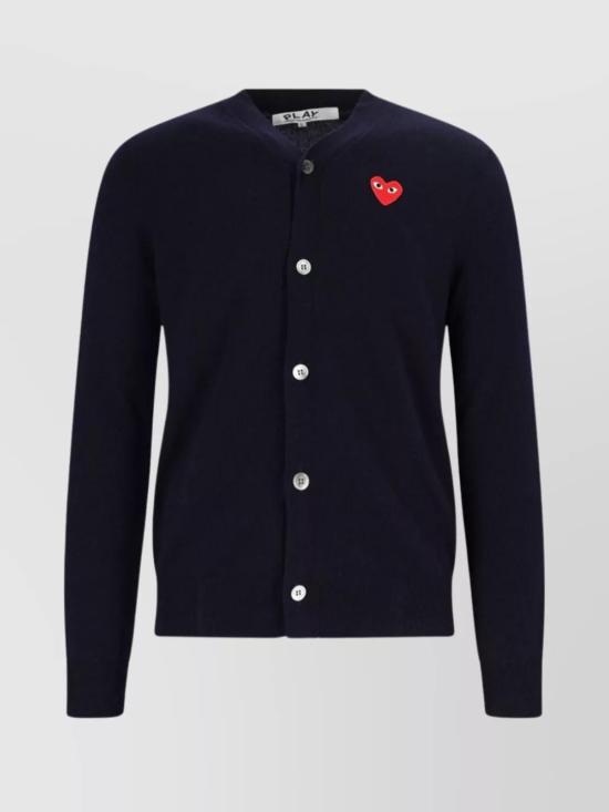26FW 꼼데가르송 V넥 하트 와펜 가디건 AX N008 051 2 NAVY DOM