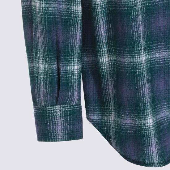 25FW 오라리 긴팔 셔츠 A25AS01WN FOREST GREEN X NAVY DOM - AURALEE