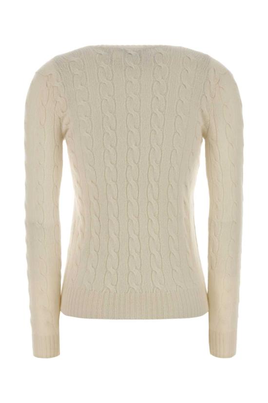 25FW 폴로 랄프로렌 포니 로고 자수 케이블 니트 v넥 스웨터 211971866 001 CREAM - POLO RALPH LAUREN