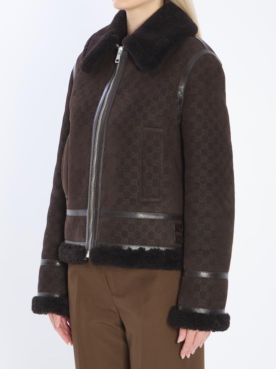 25FW 구찌 프린트 스웨이드 쉐어링 자켓 프린트 스웨이드 쉐어링  835526XSAGB2037 brown - GUCCI