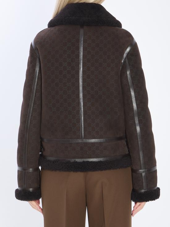 25FW 구찌 프린트 스웨이드 쉐어링 자켓 프린트 스웨이드 쉐어링  835526XSAGB2037 brown - GUCCI