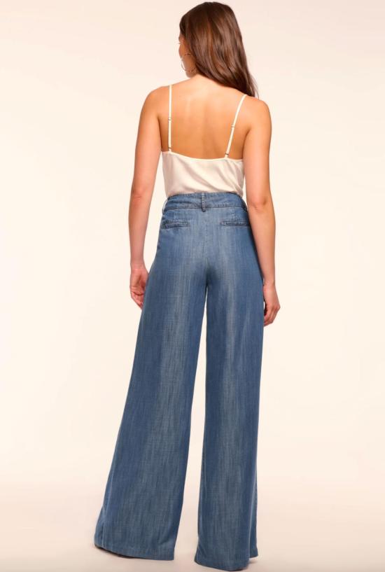  라미 브룩 데님 팬츠 오스카 와이드 레그 진 샴브레이 - RAMY BROOK