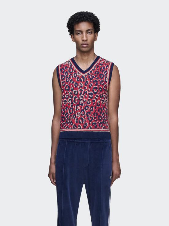 25FW 아디다스 X 웨일즈 보너 자카드 니트 베스트 KD0335 CONAVY Red - ADIDAS X WALES BONNER