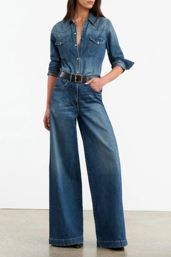  닐리로탄 데님 셔츠 닐리 로탄 트래비스 데님 셔츠 클래식 워시 - NILI LOTAN