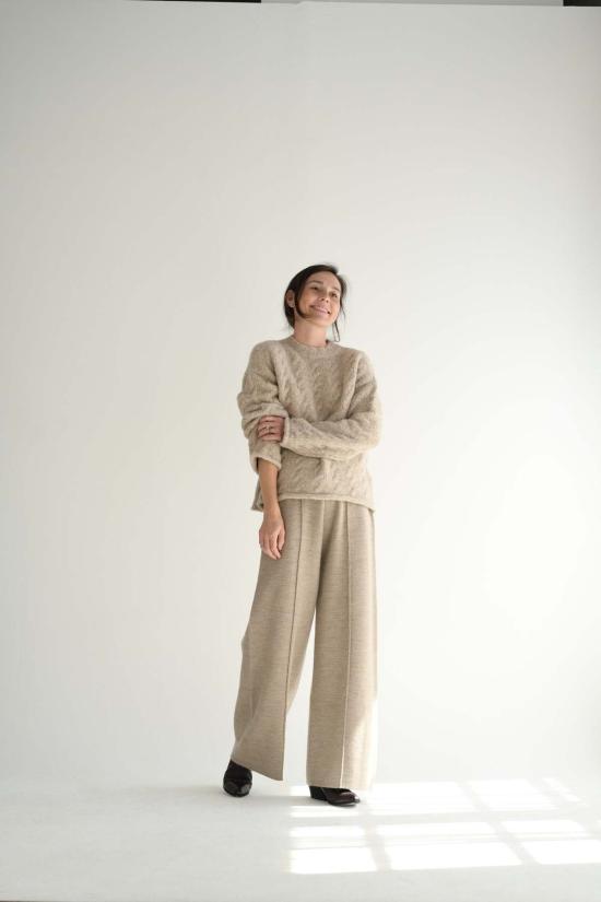  로렌 마누지안 스트레이트 팬츠 더블 니트 팬츠