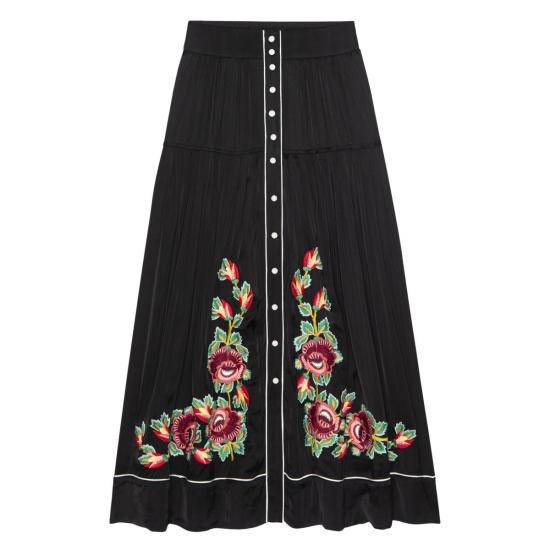  더 그레이트 롱 스커트 . 에어룸 로즈 하이랜드  블랙 - THE GREAT